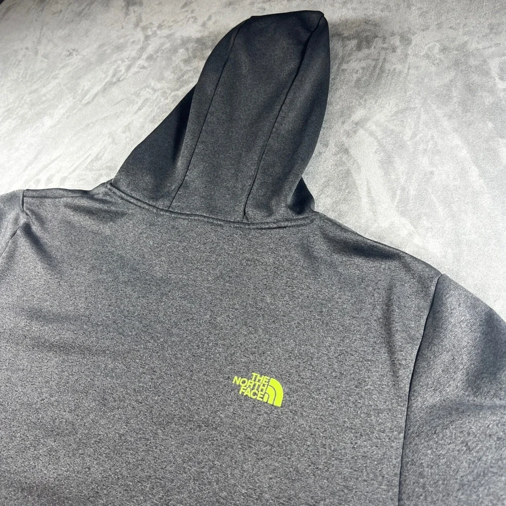 The North Face Mens Hoodie Large Grey Neon‎ Green Pullover Sweatshirt A2HG